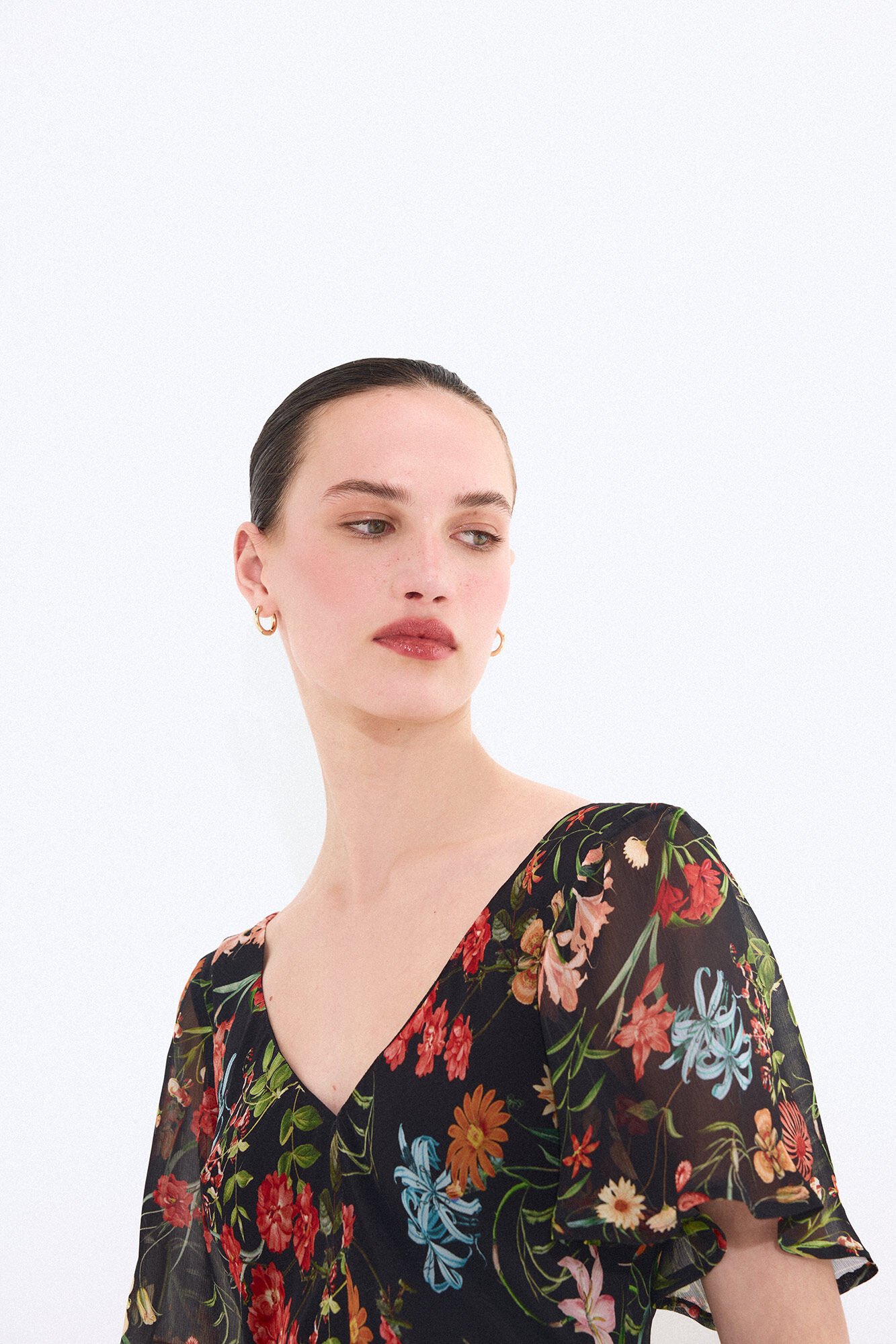 Pedro del Hierro Long printed dress with slits Blue