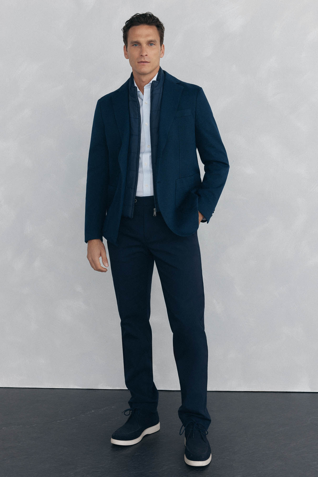 Pedro del Hierro Blazer b&aacute;sico de malha com vistas remov&iacute;veis Azul