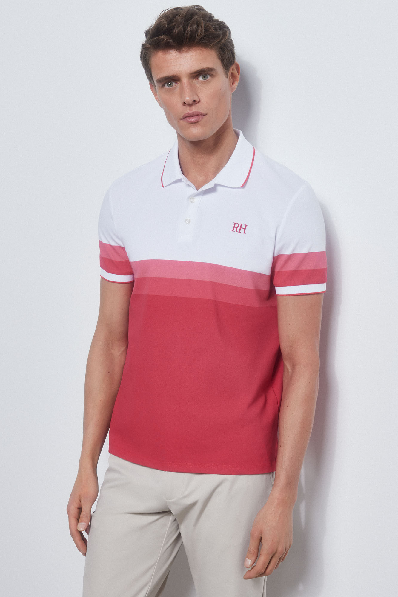 Pedro del Hierro Polo rayas t&eacute;cnico GOLF Coral