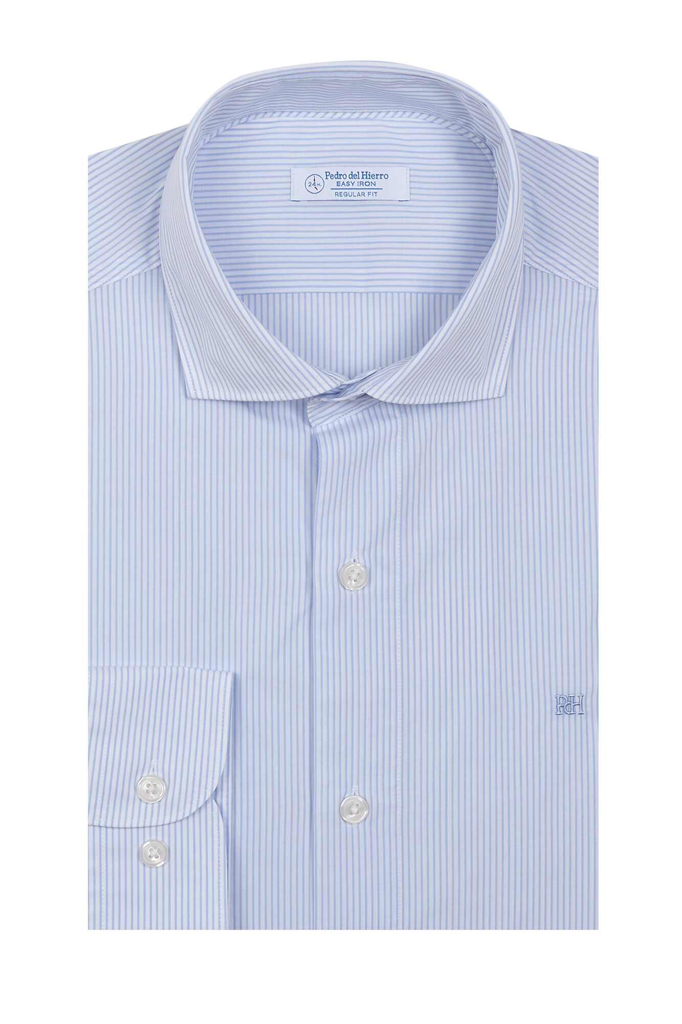 Pedro del Hierro Striped non-iron + anti-stain slim fit dress shirt Blue