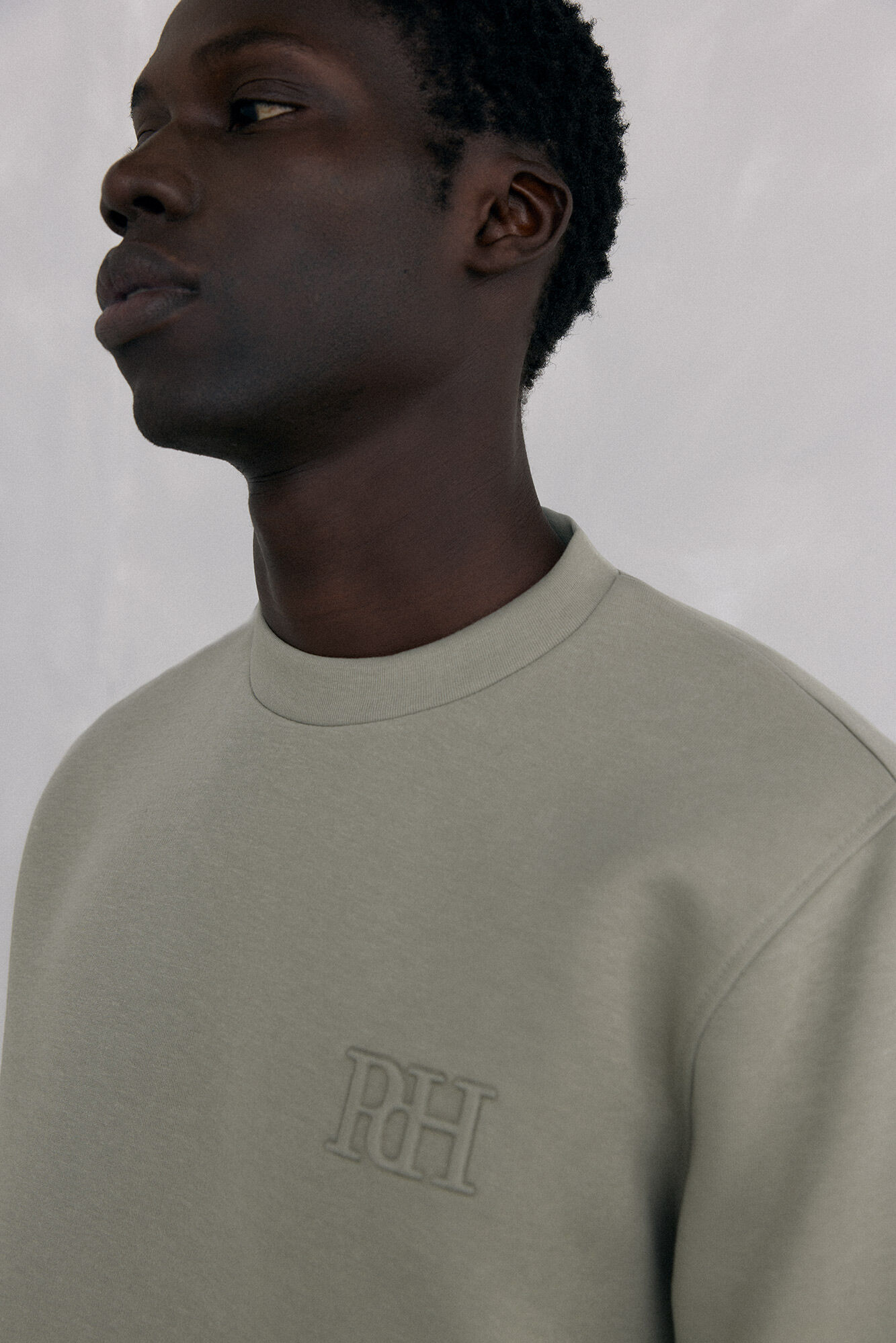 Pedro del Hierro Crew neck sweatshirt in technical fabric Green