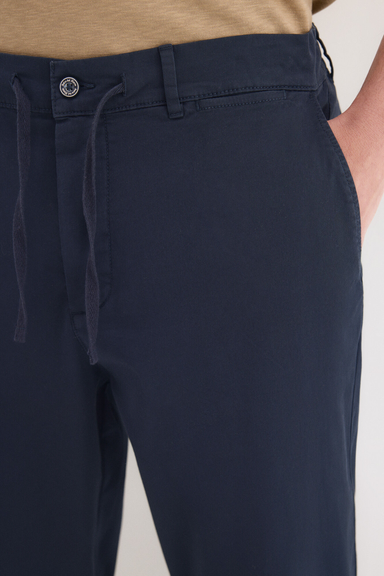 Pedro del Hierro Regular fit structured laced chinos Blue