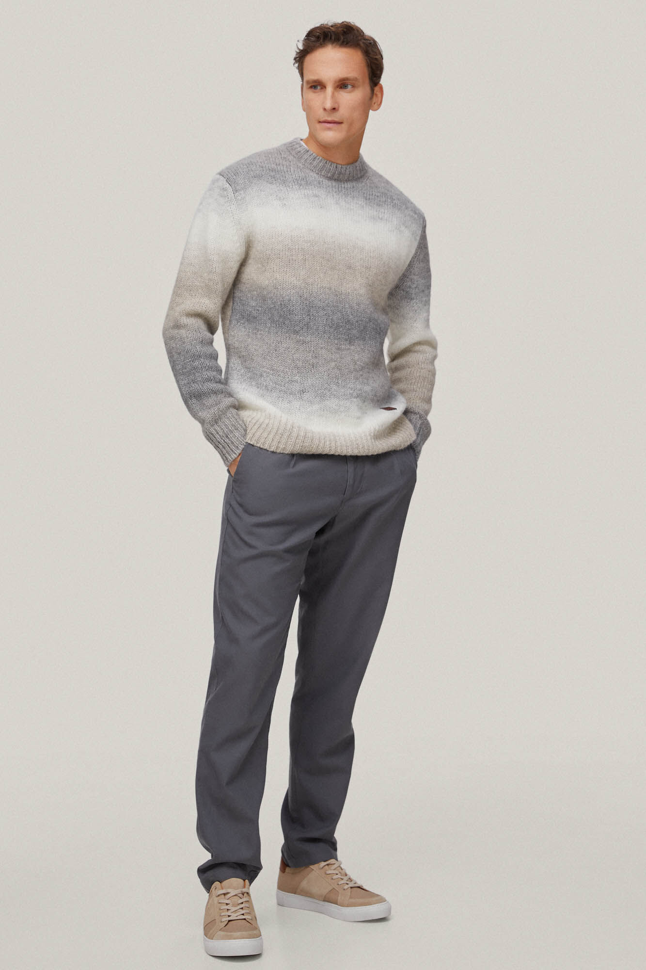 Pedro del Hierro Jersey color degradado lana-alpaca cuello redondo Gris