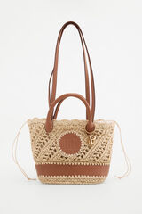 Pedro del Hierro Raffia-effect braided logo basket bag Ecru