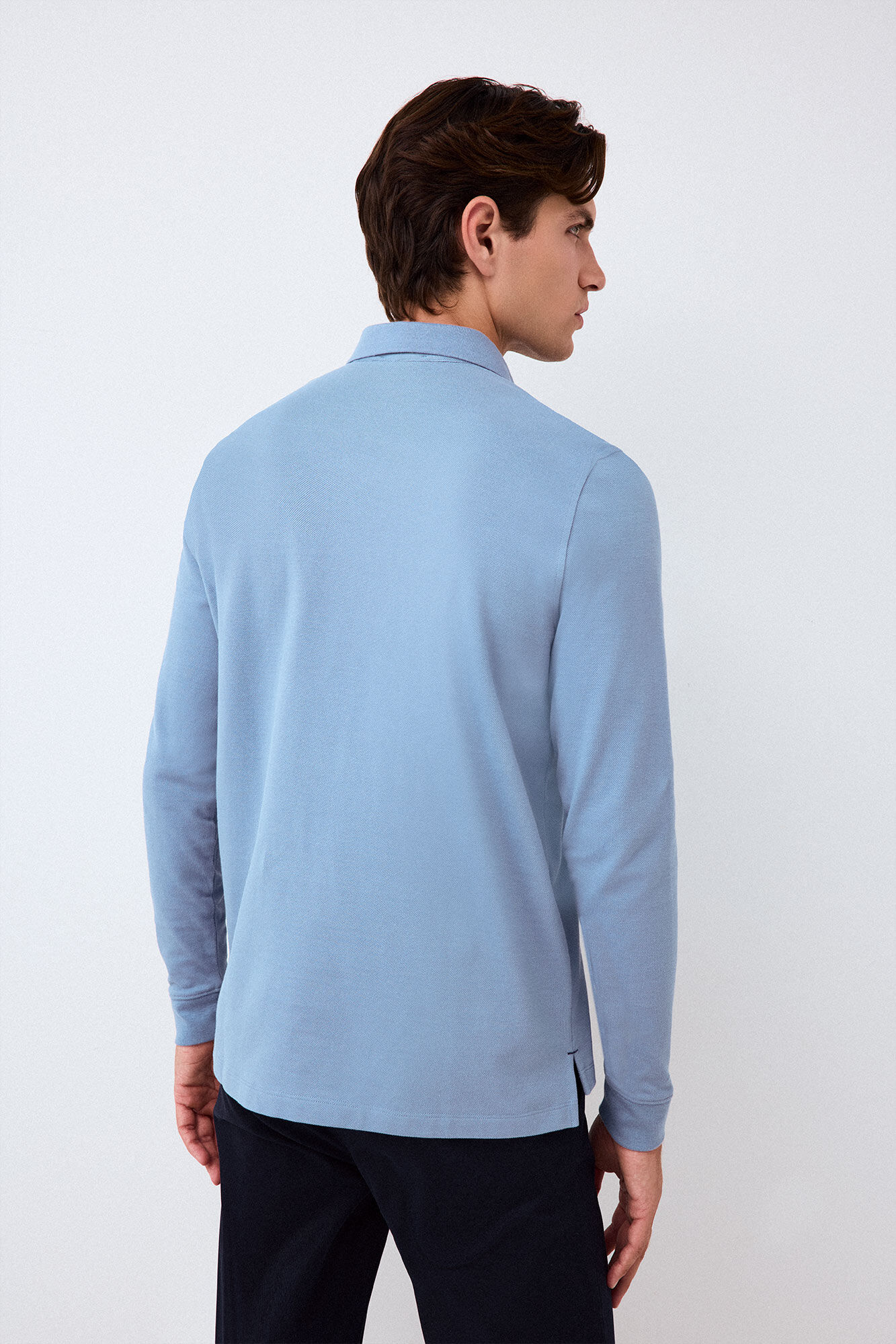 Pedro del Hierro Piqu&eacute; long sleeve polo shirt Blue