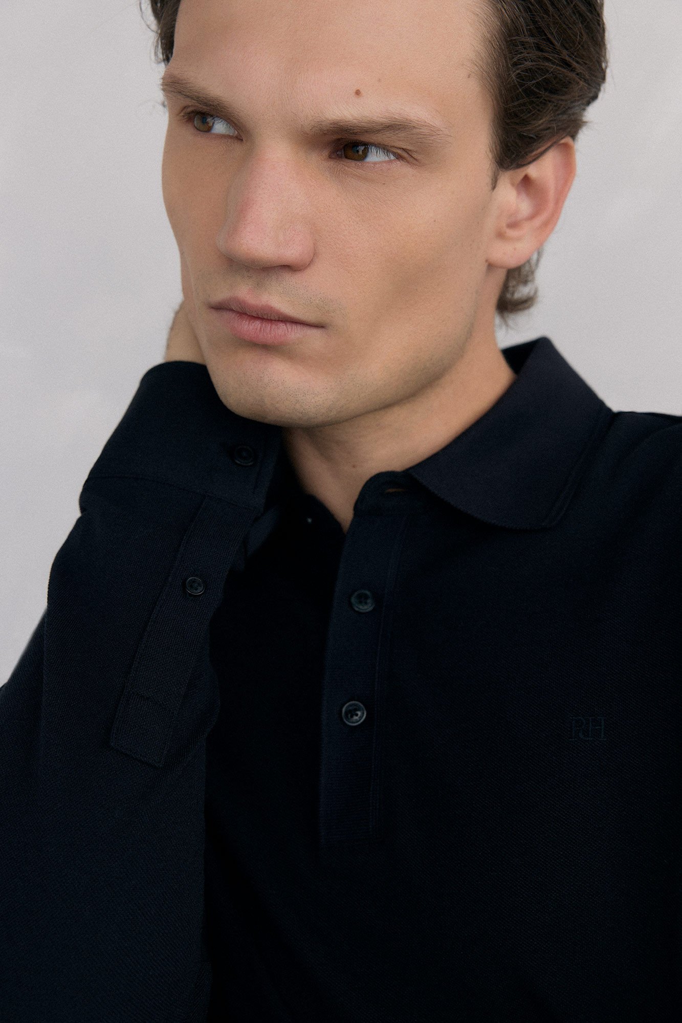 Pedro del Hierro Polo b&aacute;sico manga larga Negro