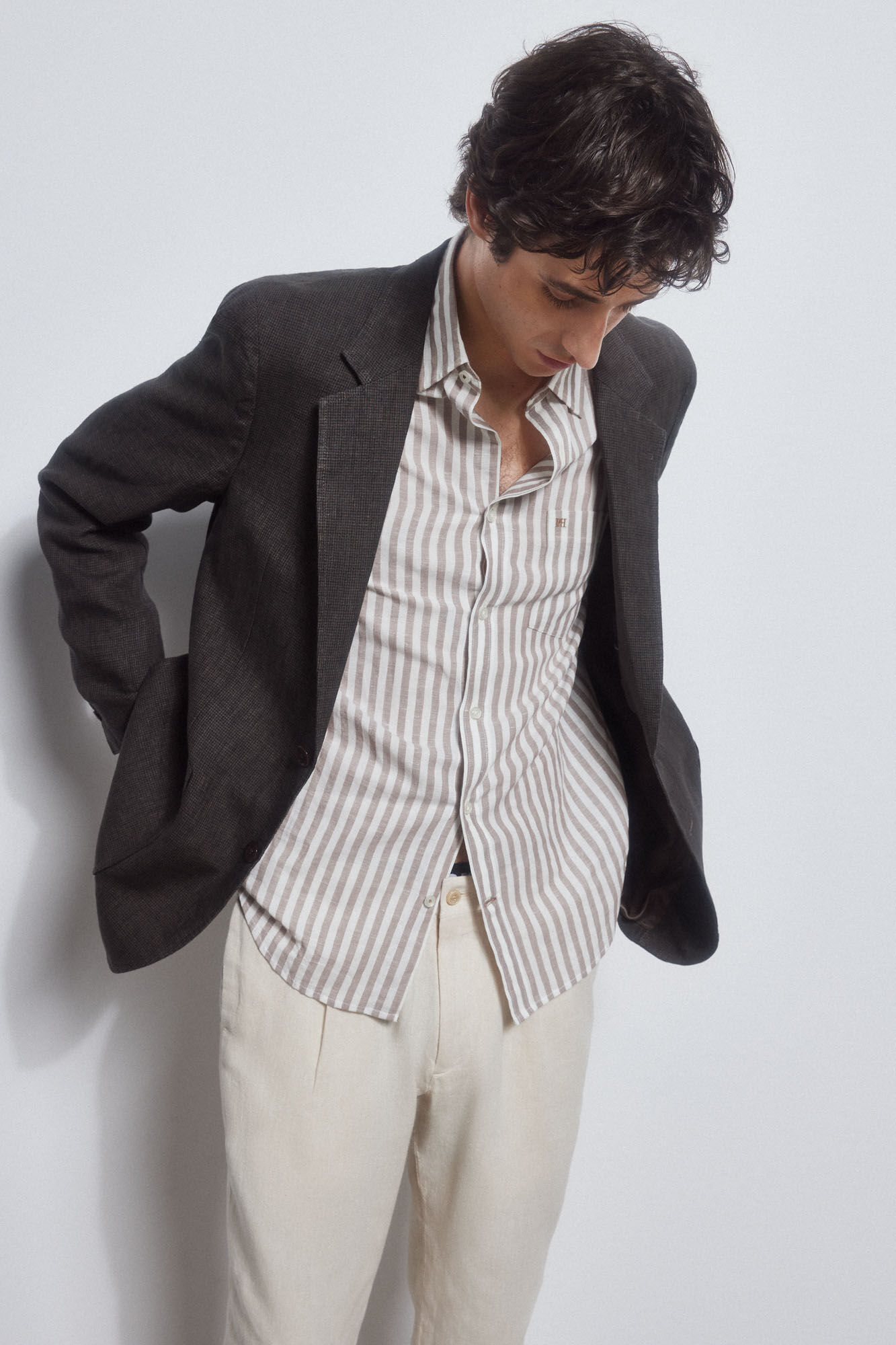 Pedro del Hierro Linen blazer Brown