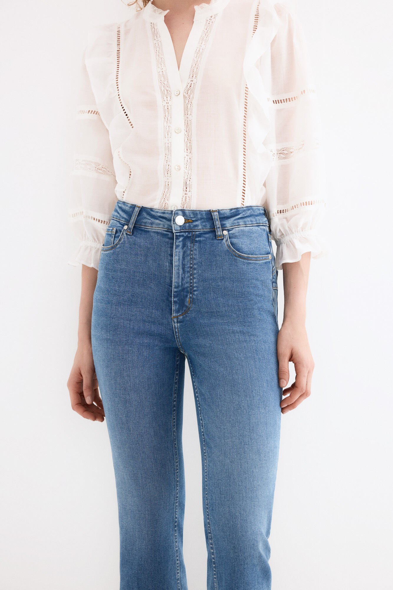 Pedro del Hierro Push-up flare cropped jeans Blue