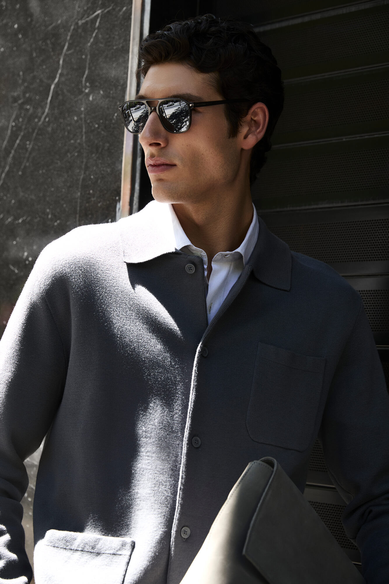 Pedro del Hierro malha de malha de algod&atilde;o com gola polo e bot&otilde;es