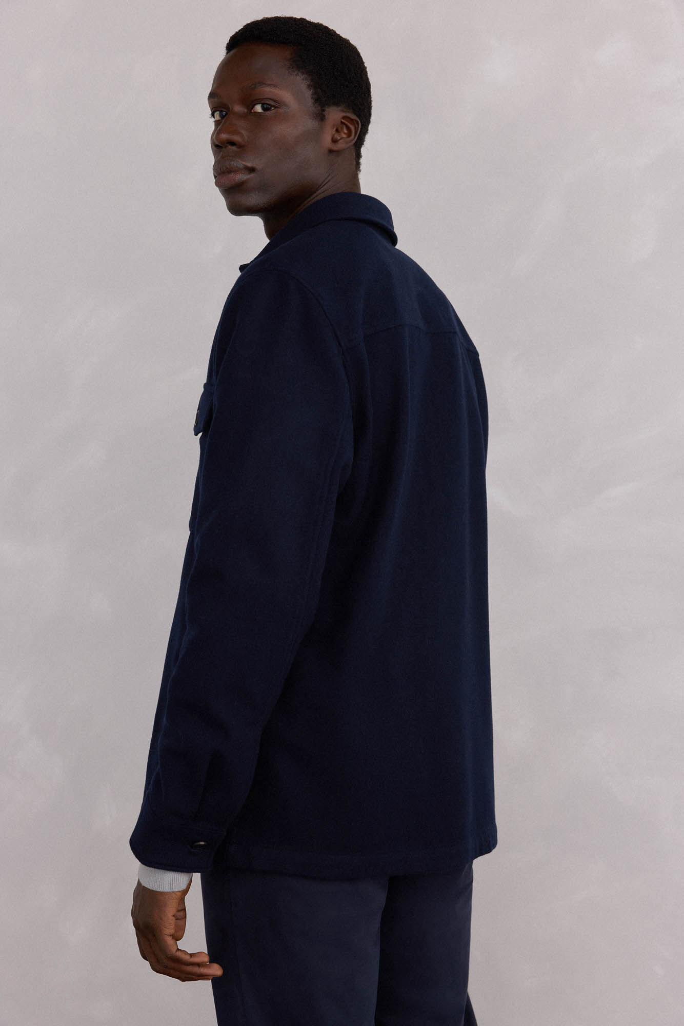 Pedro del Hierro Plain wool overshirt Blue