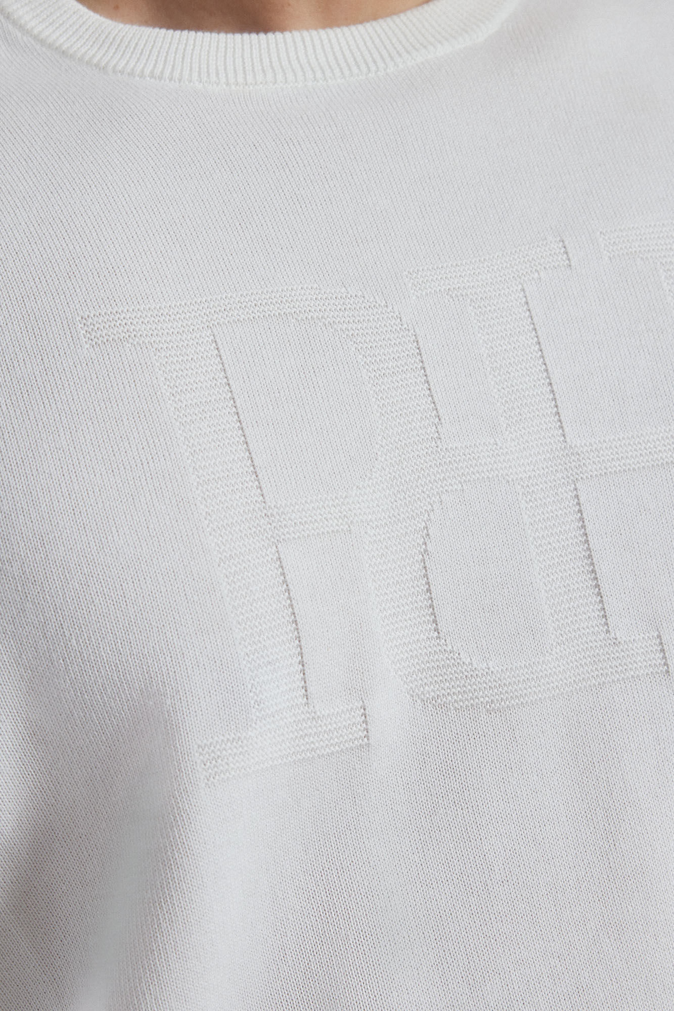 Pedro del Hierro Round neck jumper with chest logo Ecru