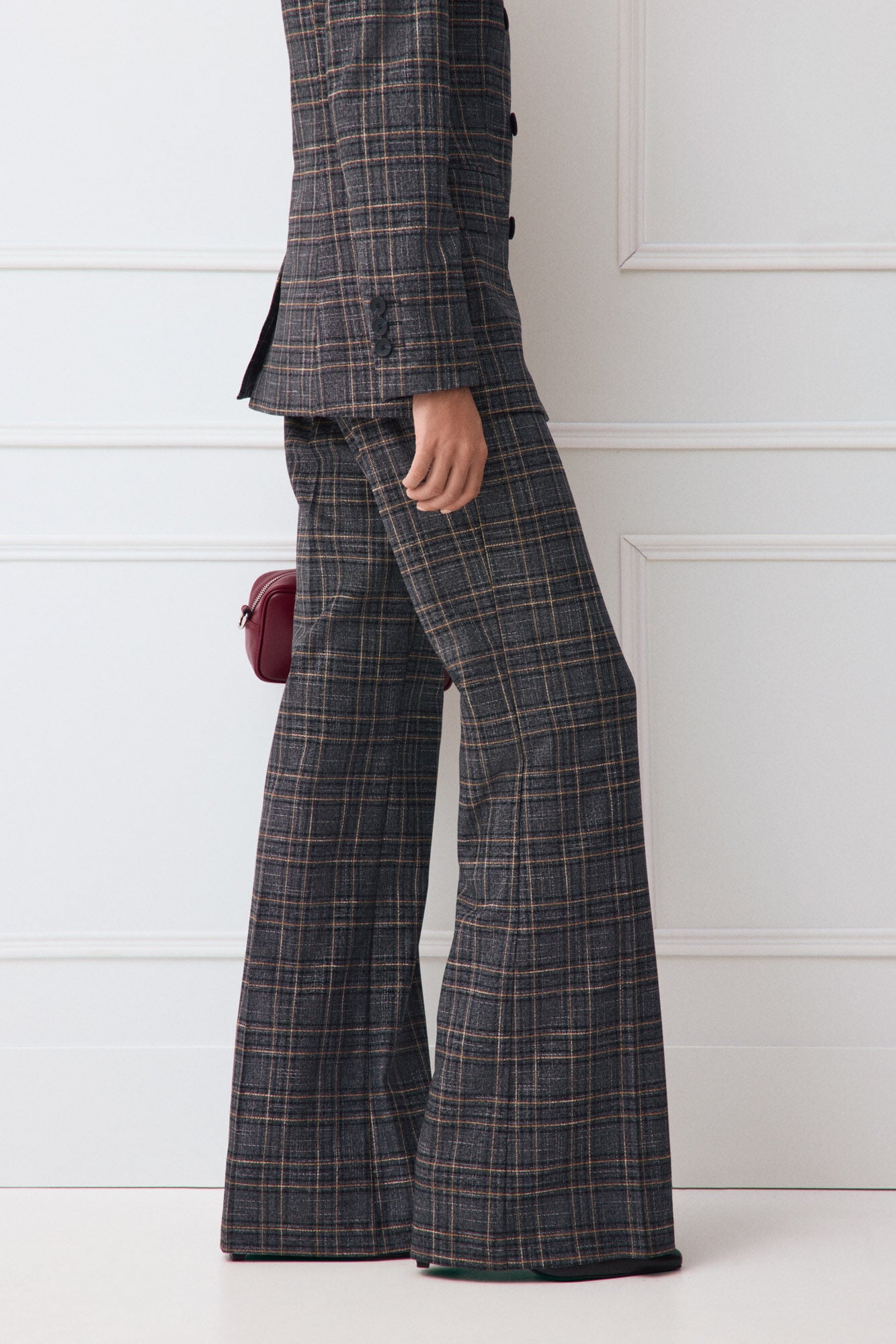 TFP by Tamara Falc&oacute; Plaid flare tailored trousers