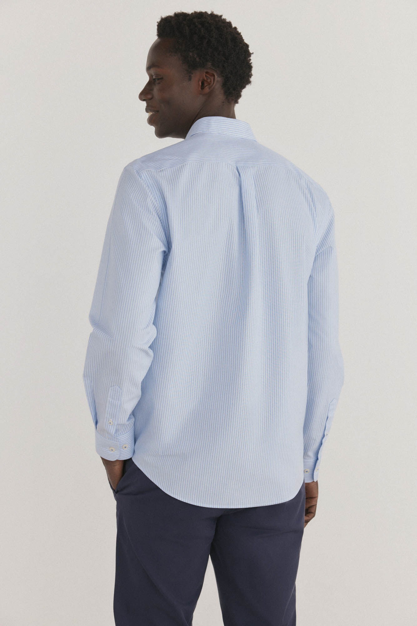 Pedro del Hierro Non iron + stain resistant striped shirt Blue