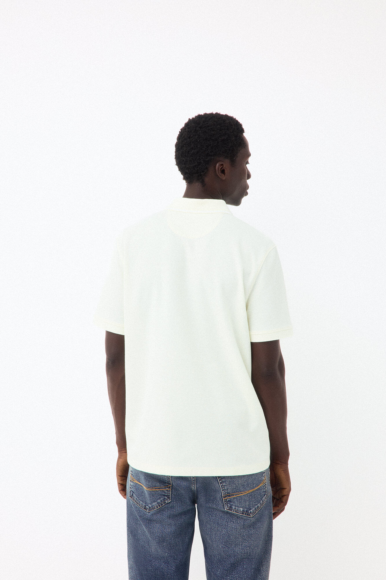 Pedro del Hierro Structured open neck polo shirt Yellow