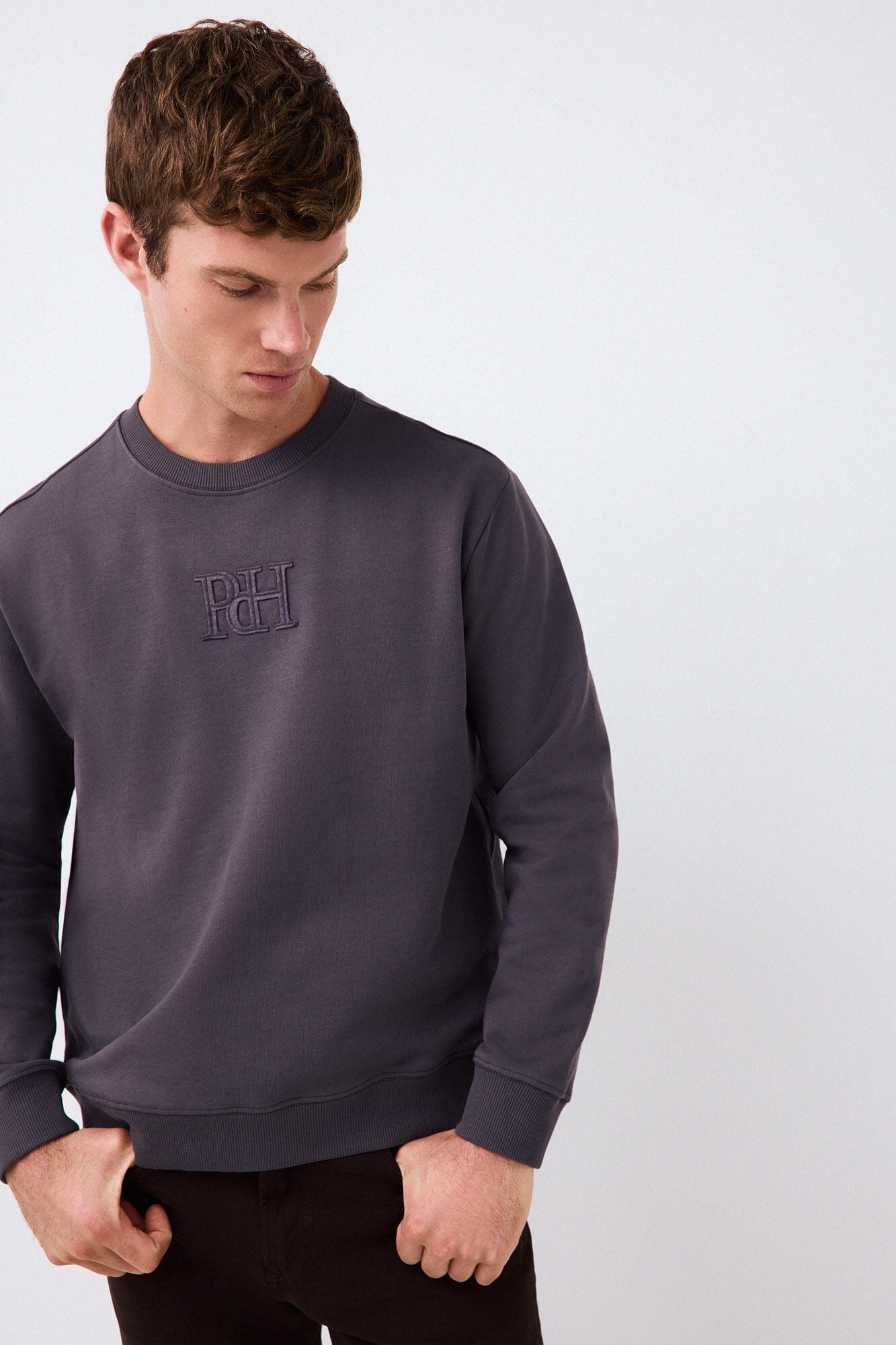 Pedro del Hierro Crew neck logo sweatshirt Grey