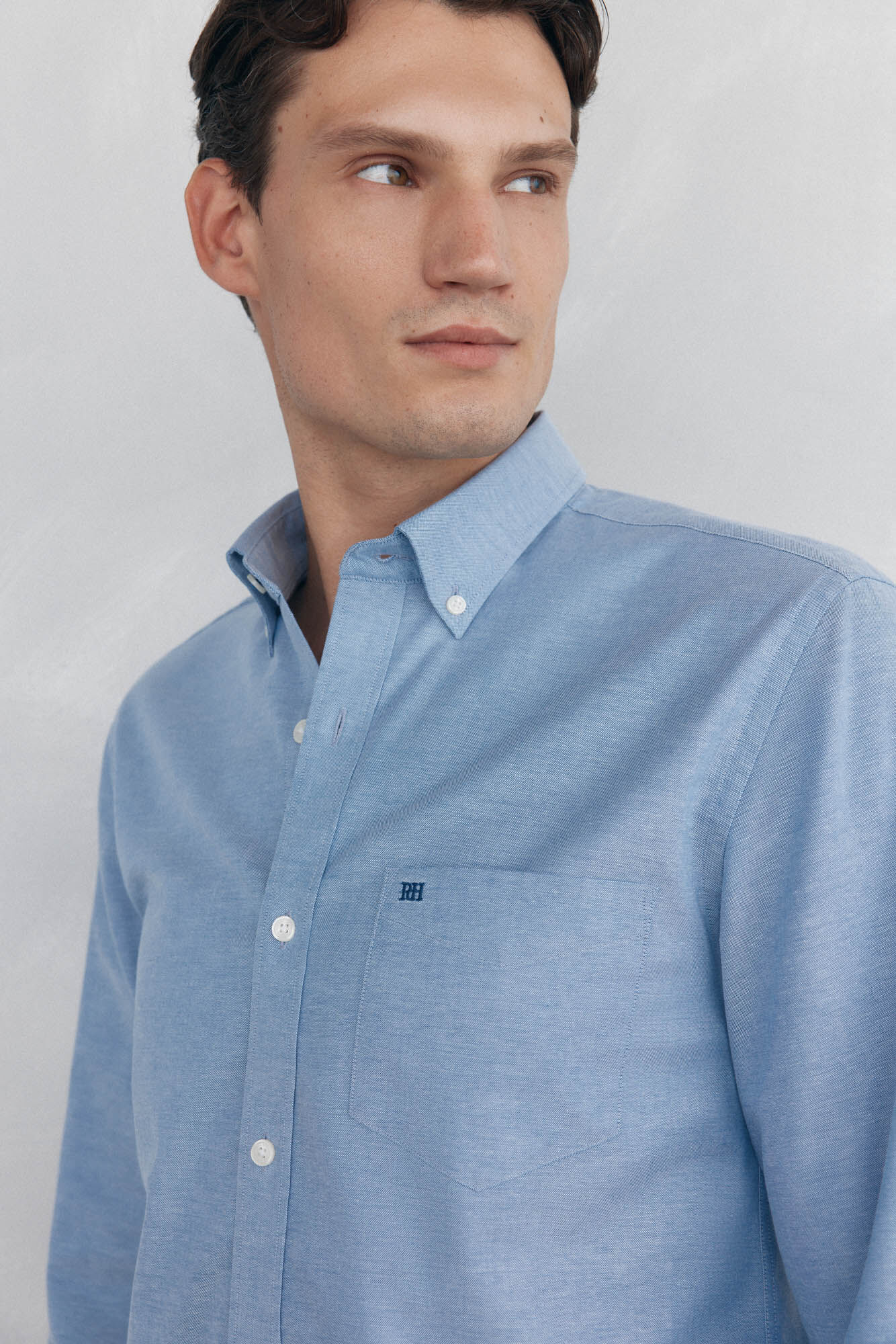Pedro del Hierro Plain non-iron Oxford shirt Blue