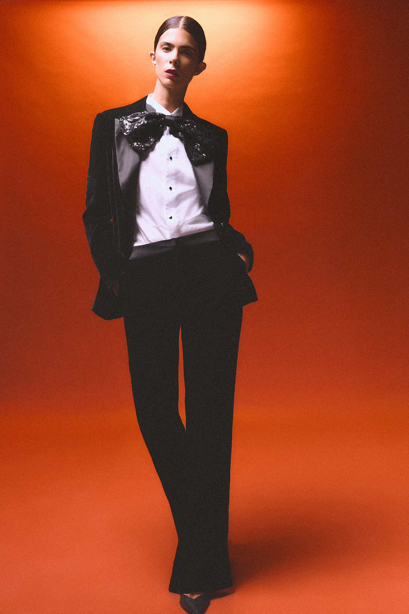 Pedro del Hierro Gravata borboleta de lantejoulas e veludo