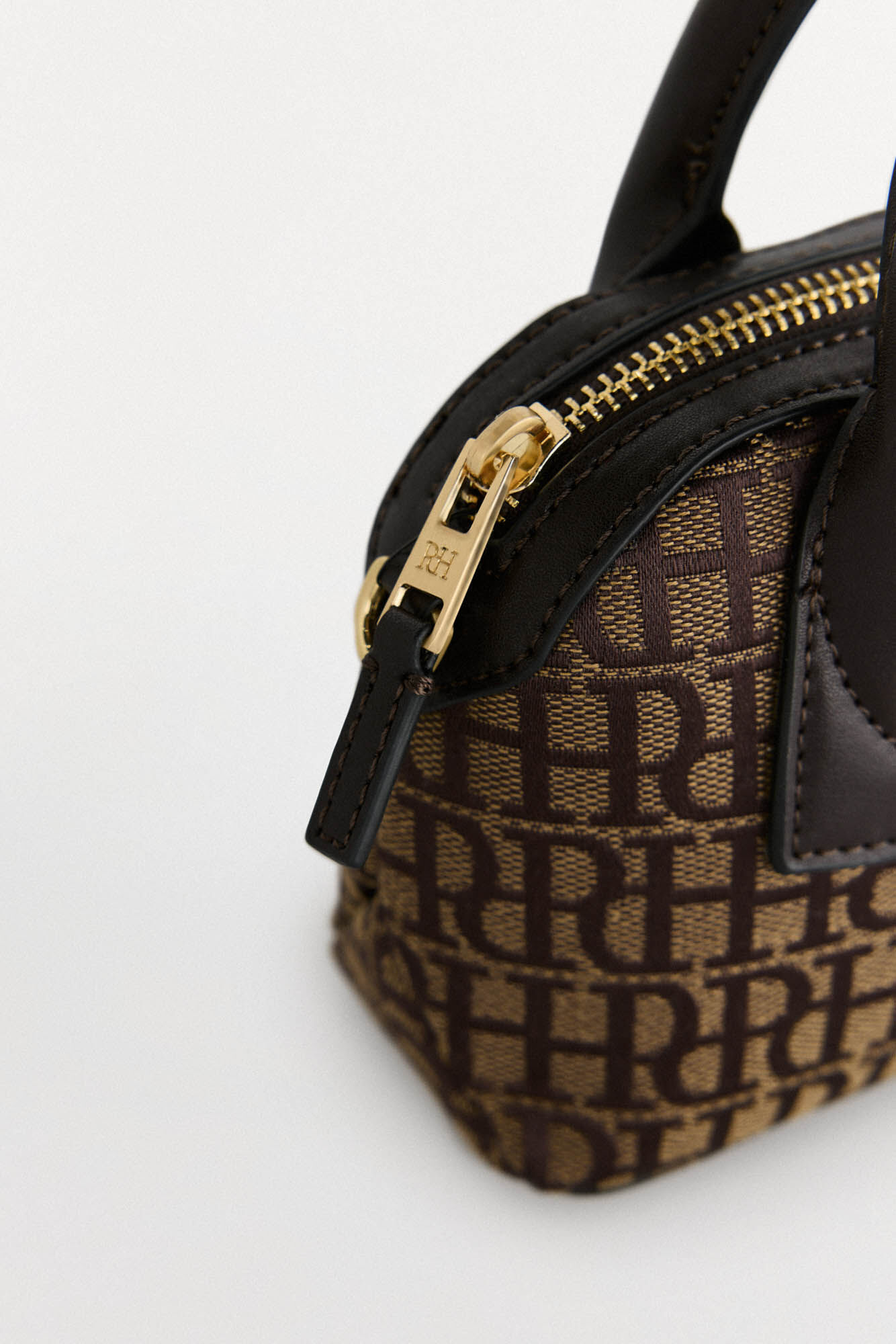 Pedro del Hierro Bolso bowling jacquard mini Marr&oacute;n