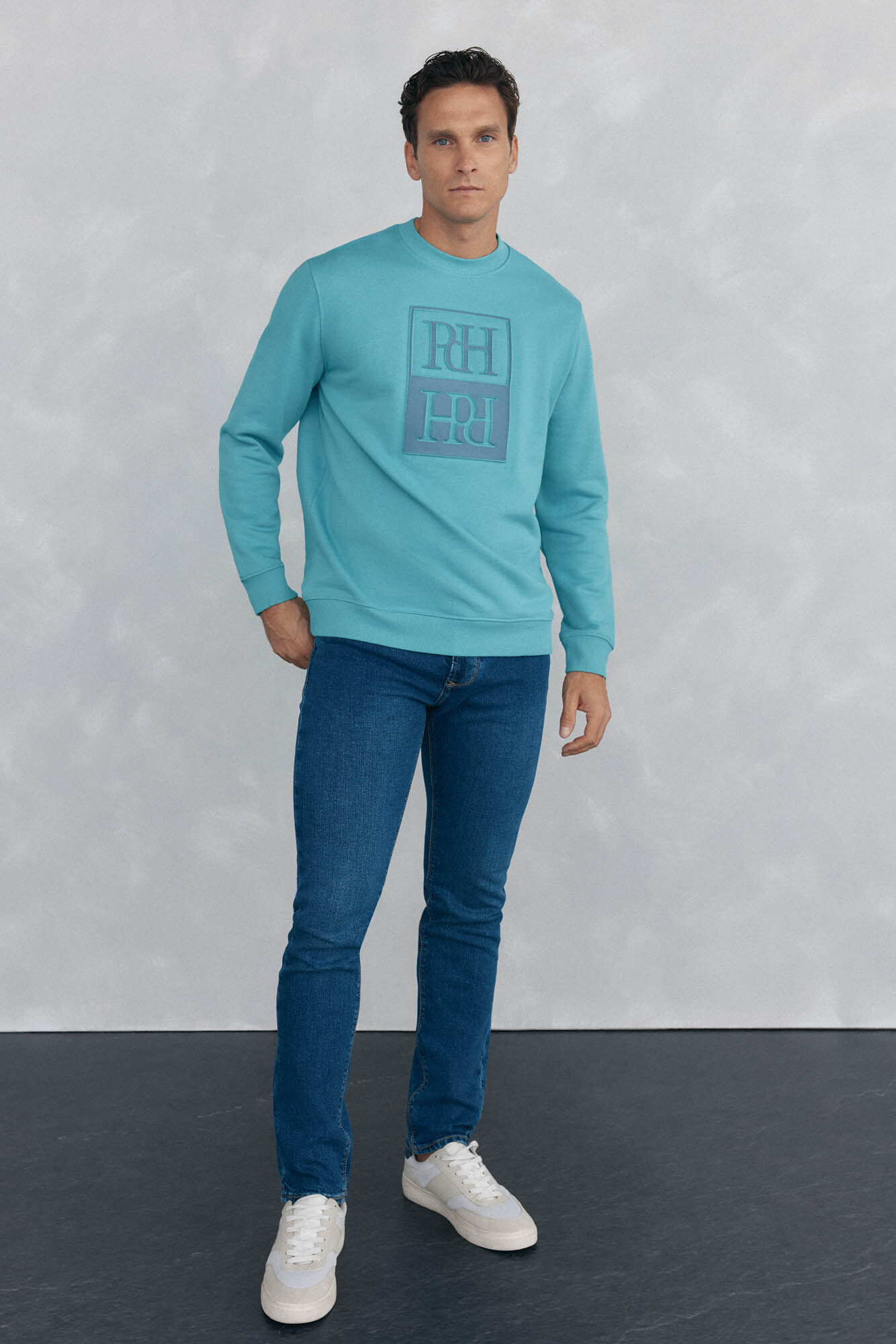 Pedro del Hierro Relief logo sweatshirt Turquoise