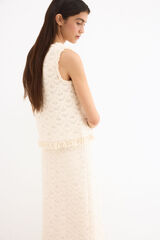 Pedro del Hierro Sleeveless crochet top Beige