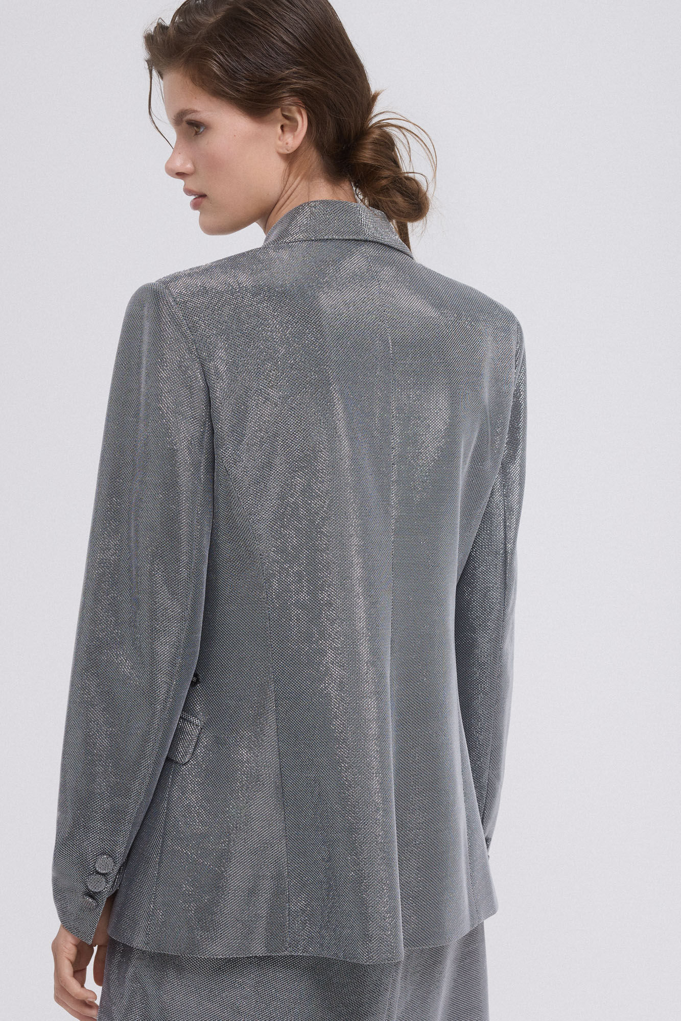 Pedro del Hierro Metallic tuxedo blazer Grey