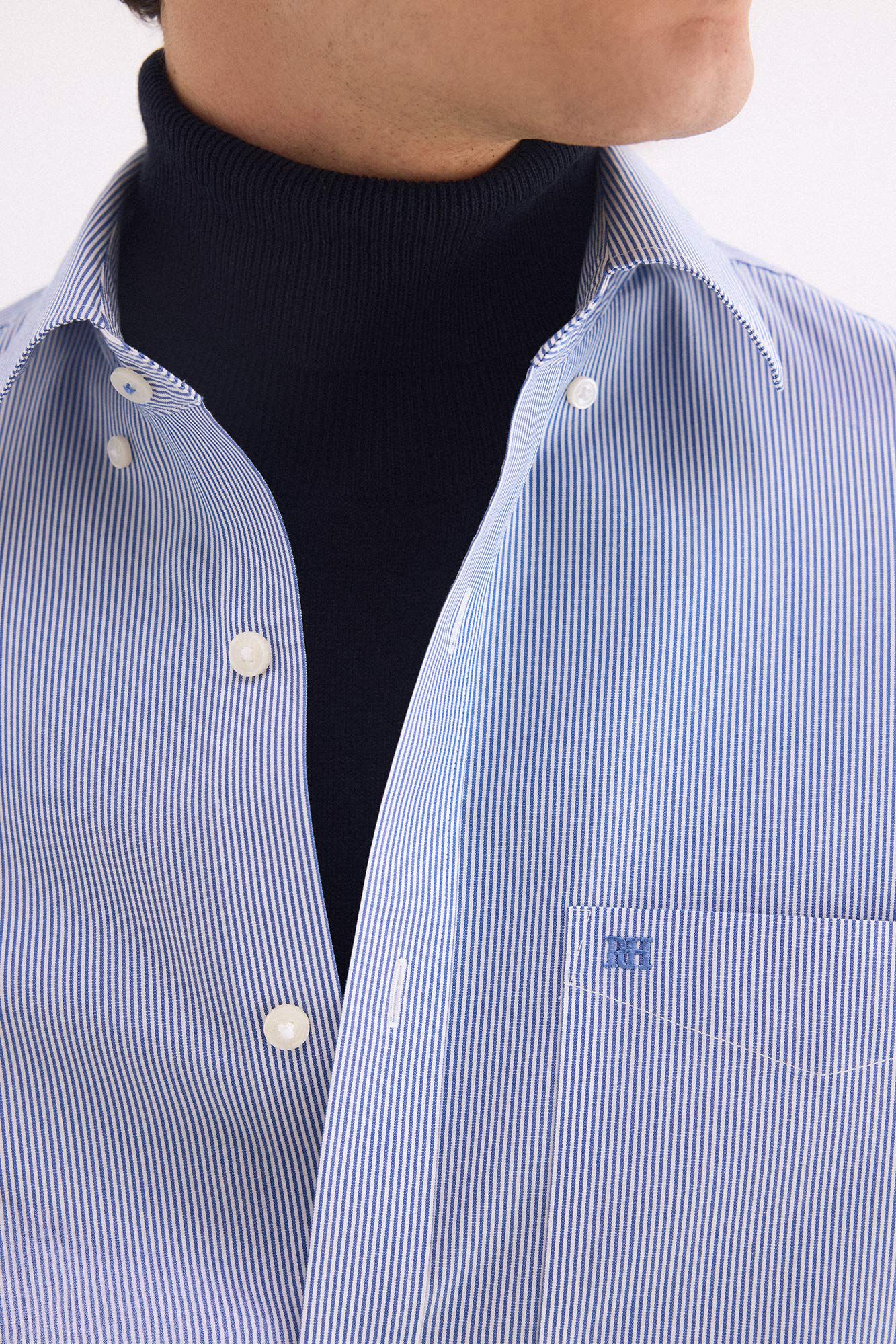 Pedro del Hierro Non iron stain-resistant striped shirt Blue