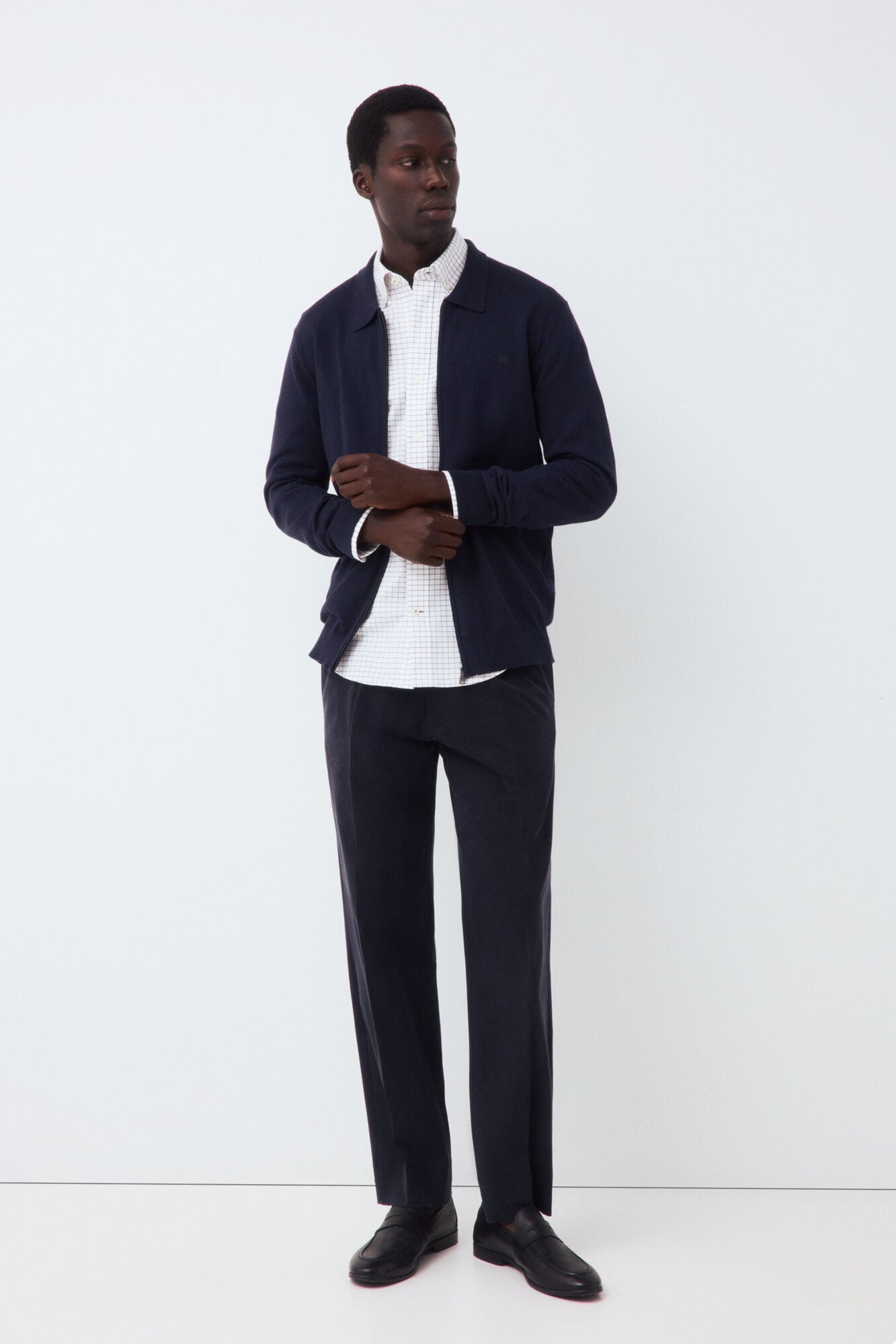 Pedro del Hierro Cotton silk cashmere zip fastening premium cardigan Blue