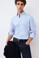 Pedro del Hierro Houndstooth micro shirt Blue