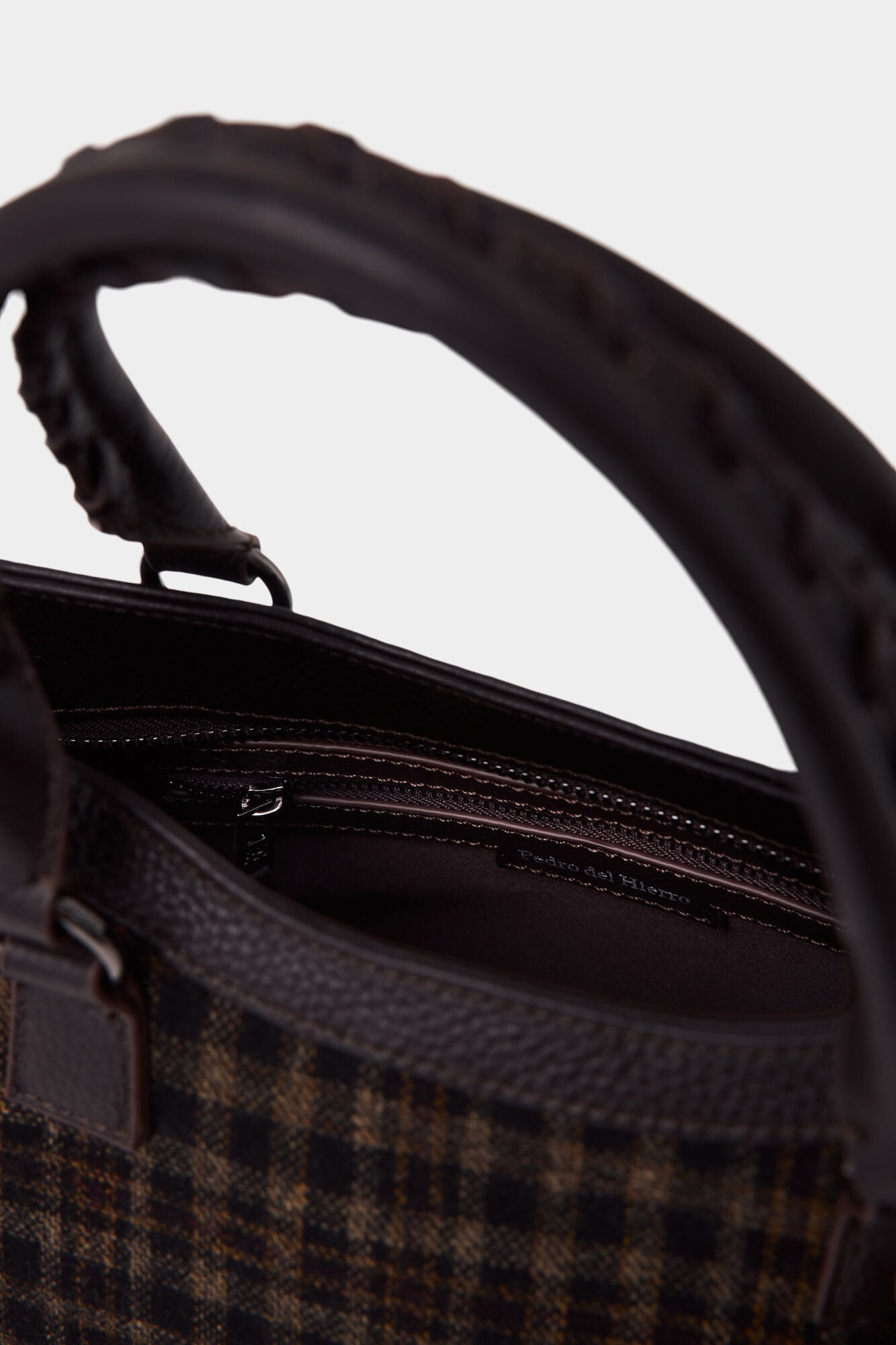 Pedro del Hierro Plaid medium handbag Brown