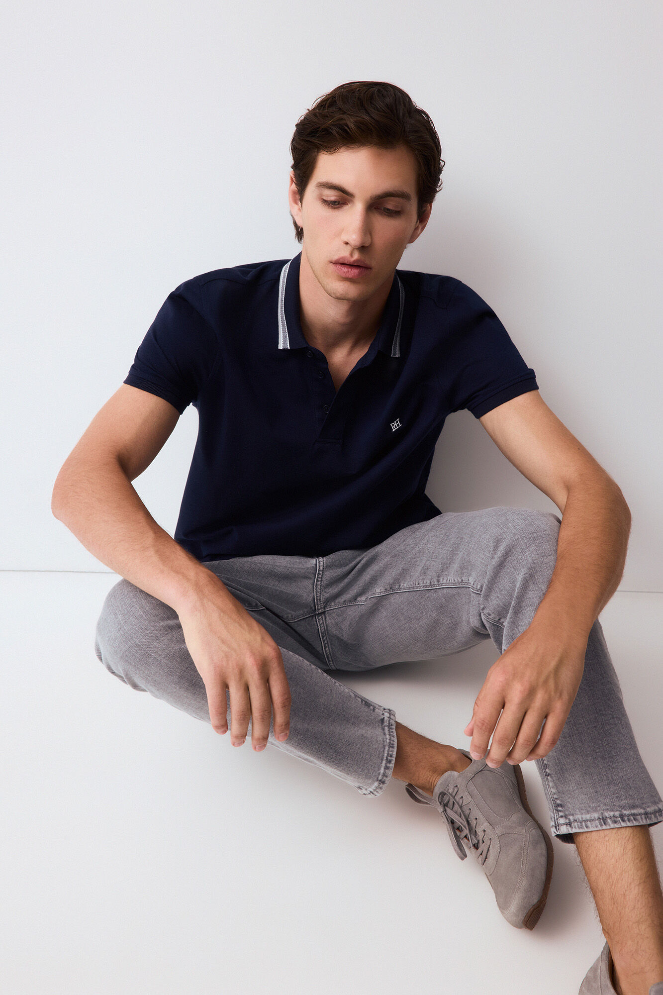 Pedro del Hierro Fancy collared polo shirt Blue