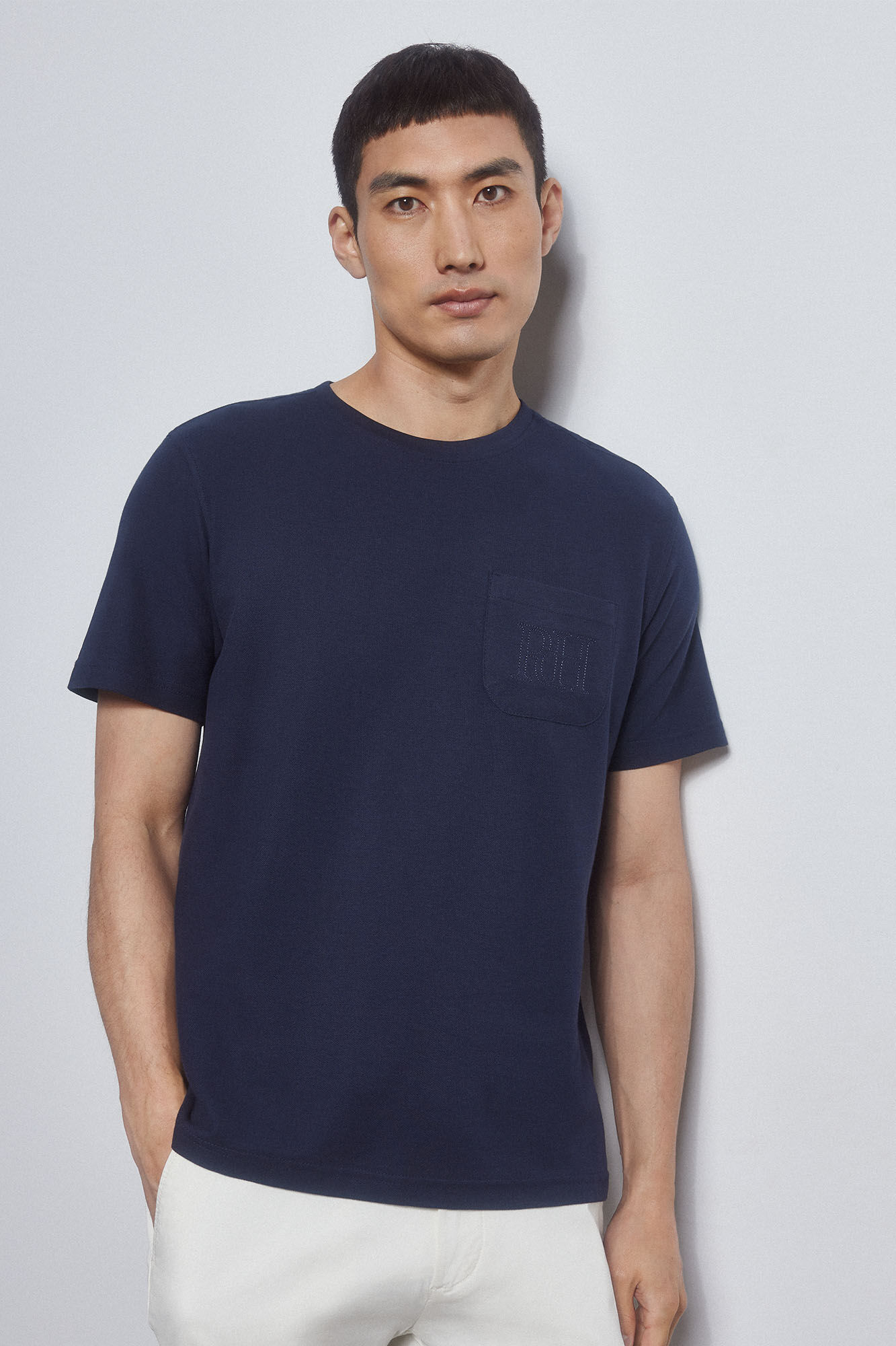 Pedro del Hierro Piqu&eacute; T-shirt with pocket Blue