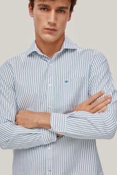 Pedro del Hierro Non-iron striped shirt with a soft finish Green