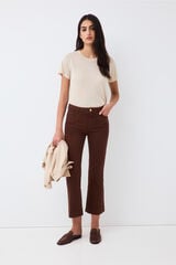 Pedro del Hierro Jeans flare cropped bordado Marrom