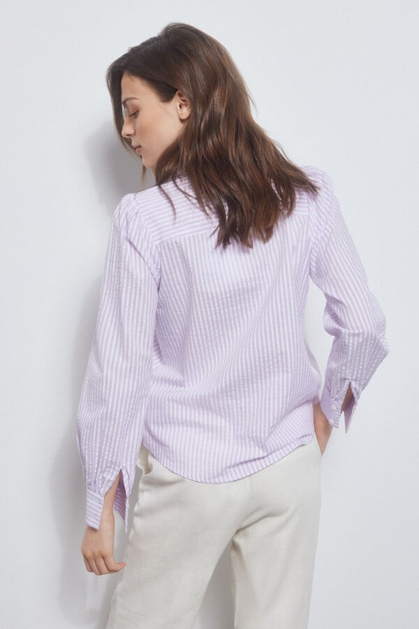 Pedro del Hierro Textured striped shirt Purple