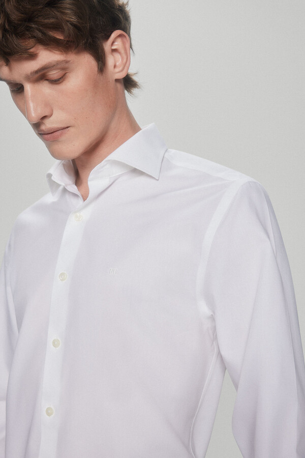 Pedro del Hierro Plain poplin dress shirt, non-iron + anti-stain White