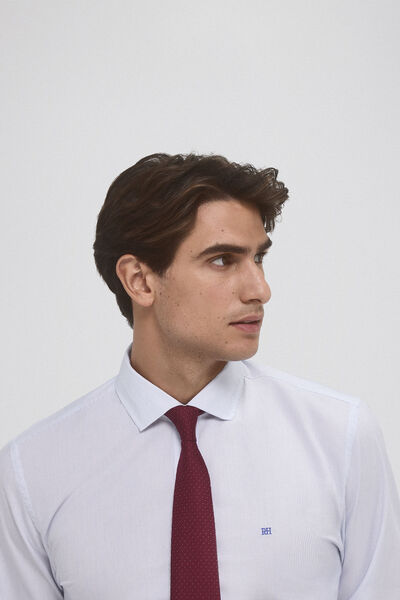 Pedro del Hierro Camisa riscas sem rugas Branco