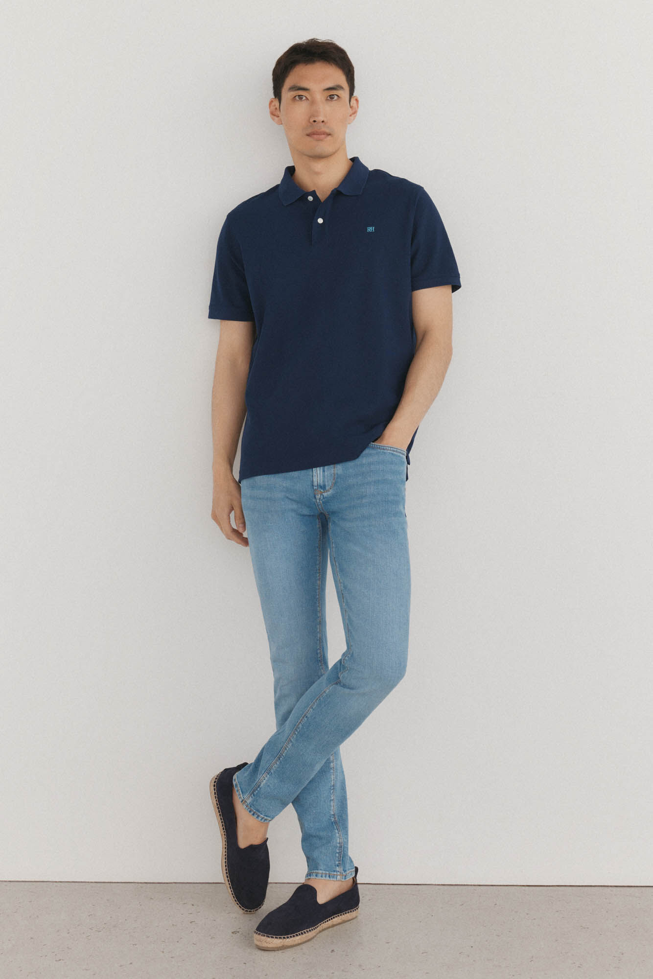 Pedro del Hierro Basic piqu&eacute; polo shirt Blue