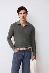 Pedro del Hierro Structured cotton polo neck knit jumper Green