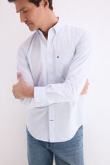 Pedro del Hierro Non-iron stain-resistant plaid shirt Blue