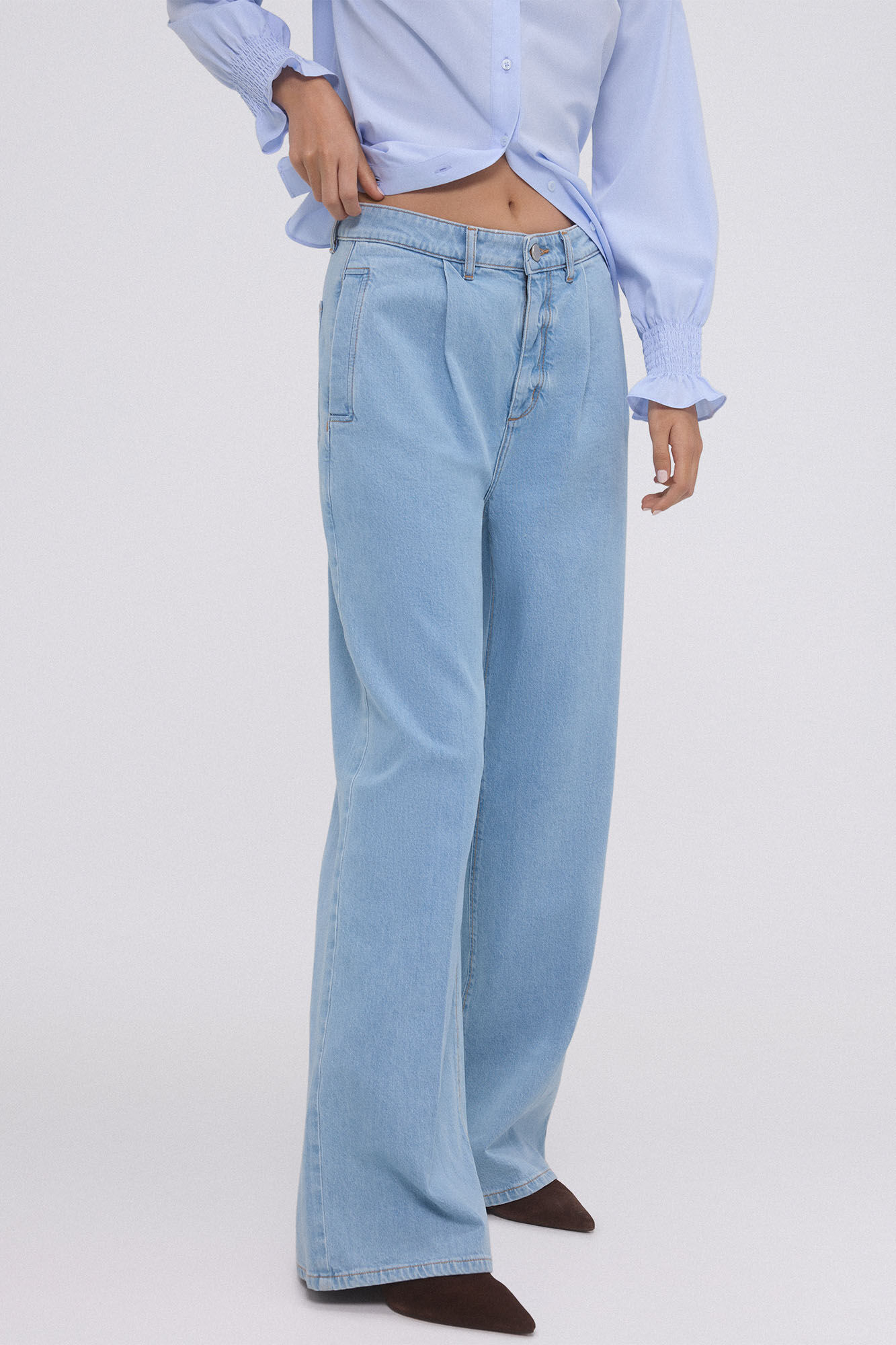 Pedro del Hierro Pantal&oacute;n vaquero wide leg full length Azul