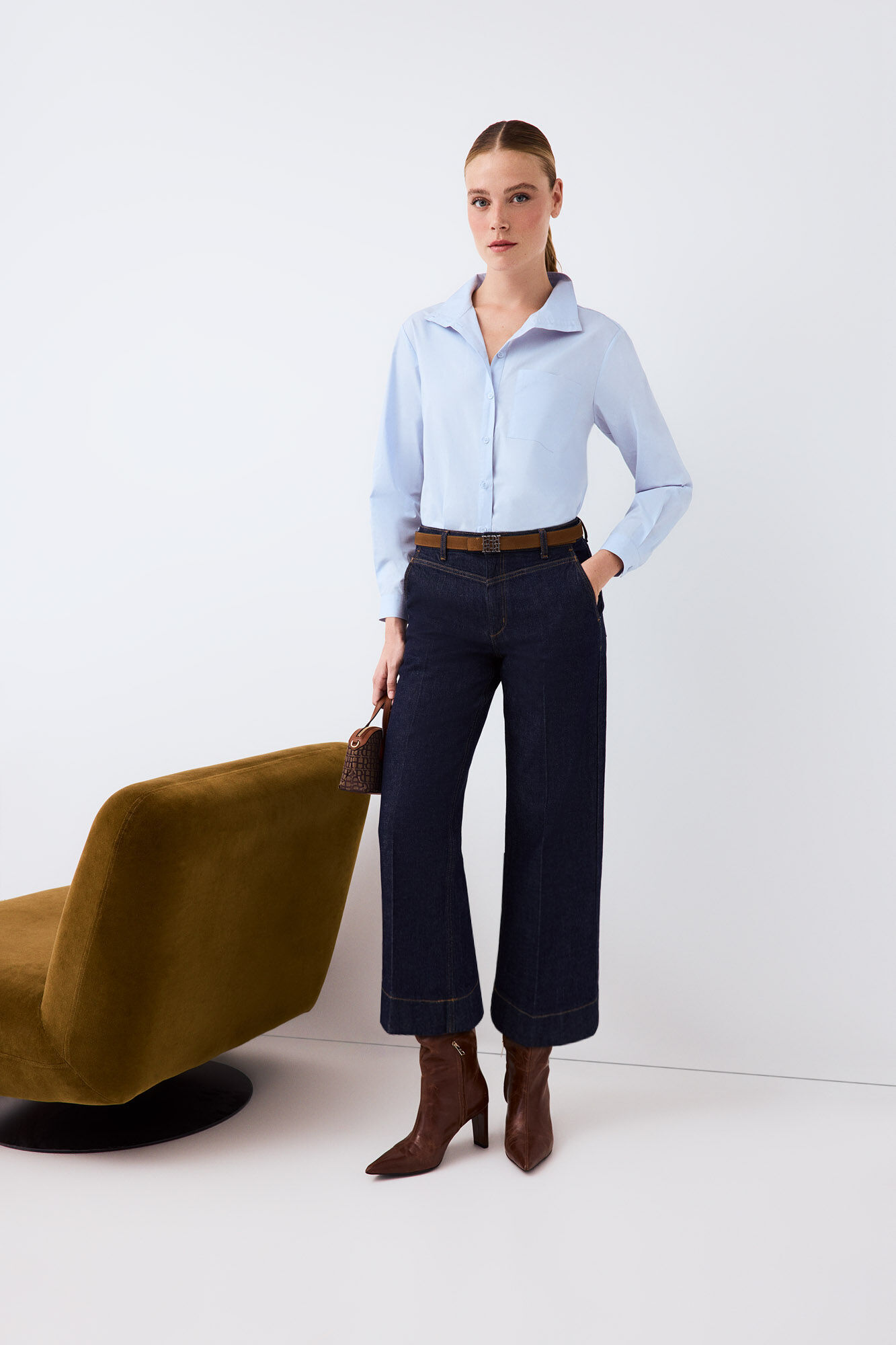 Pedro del Hierro Capri wide leg jeans Blue