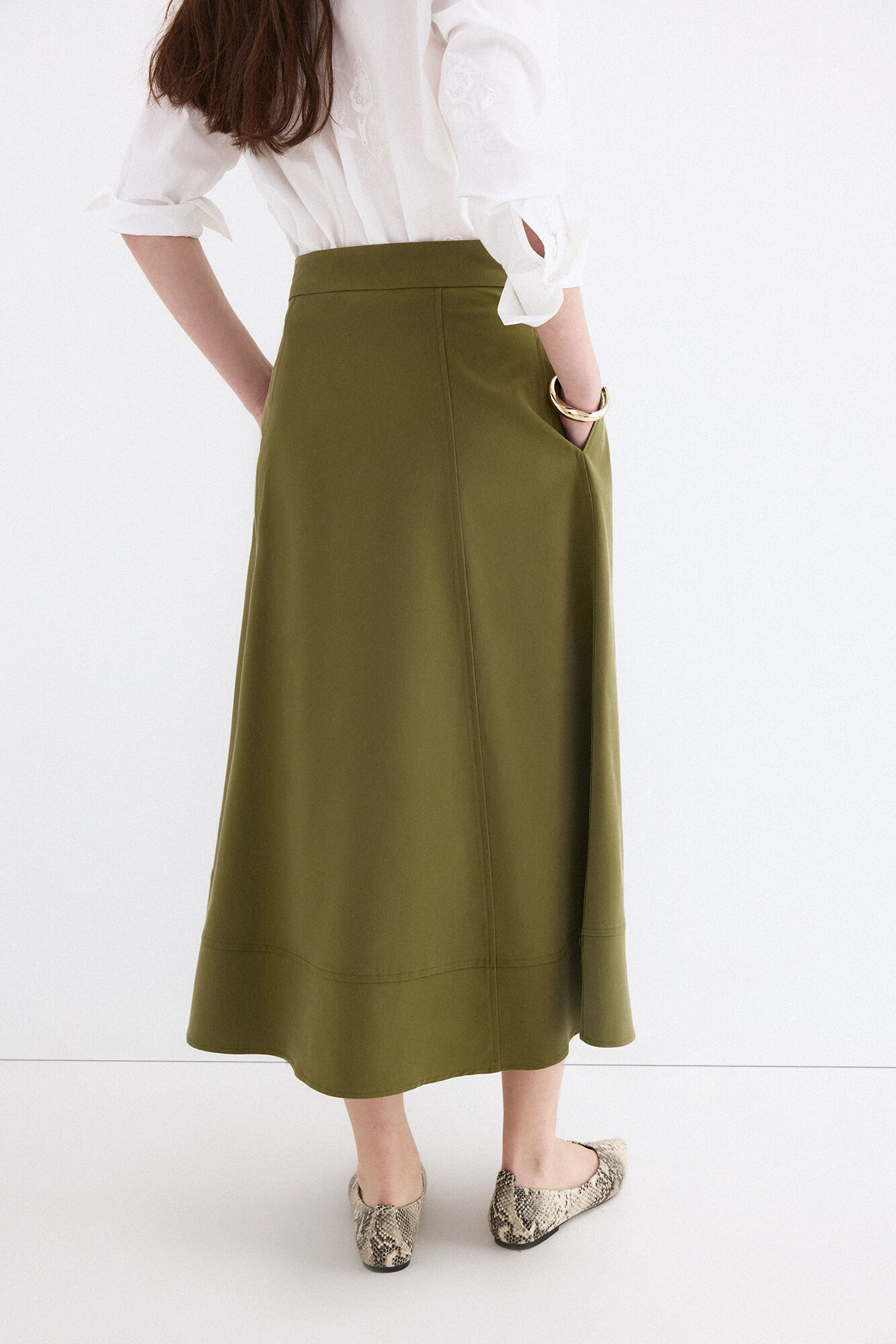Pedro del Hierro Trench long midi skirt Green
