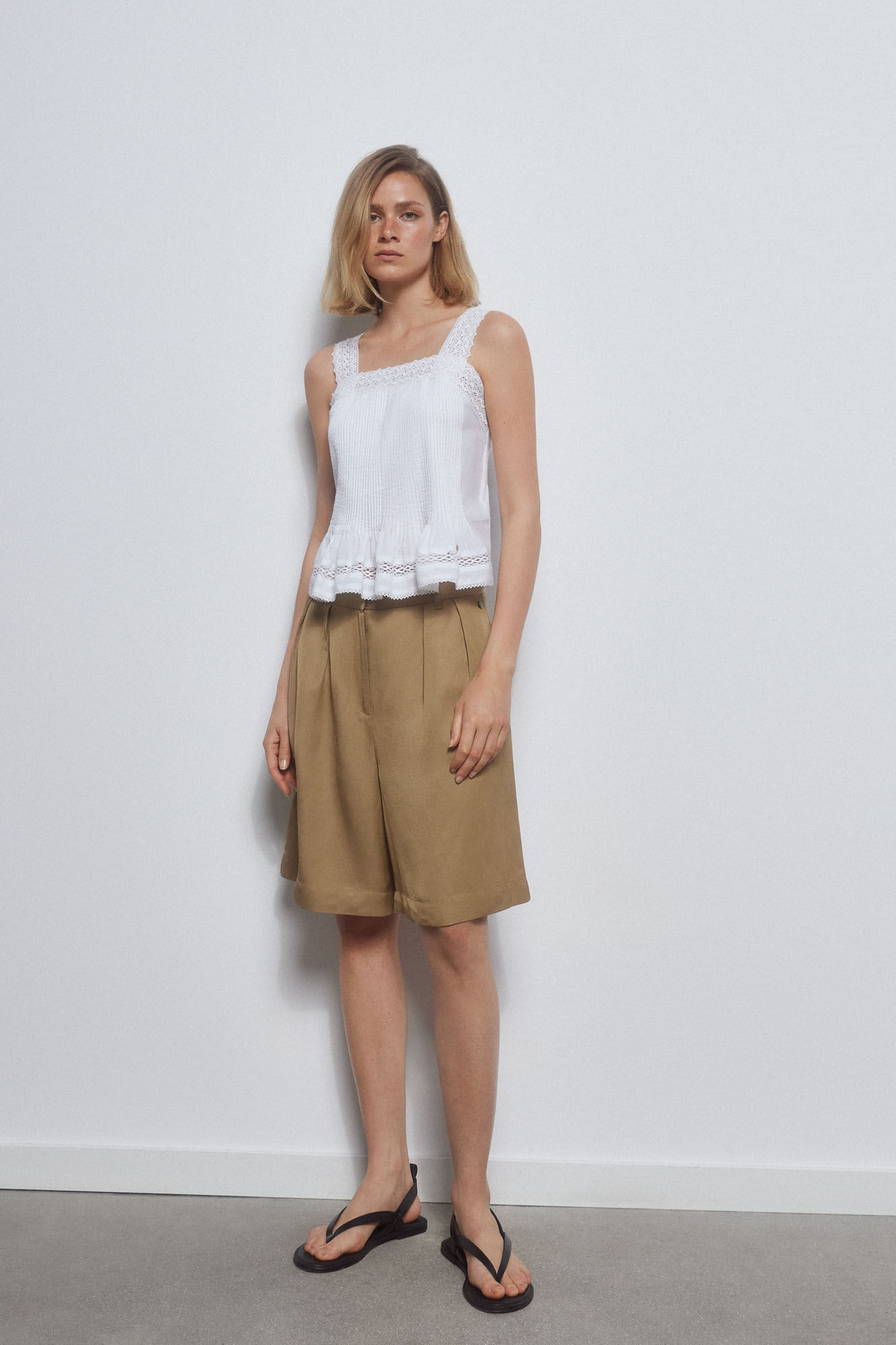 Pedro del Hierro Top rom&acirc;ntico de al&ccedil;as Ecru