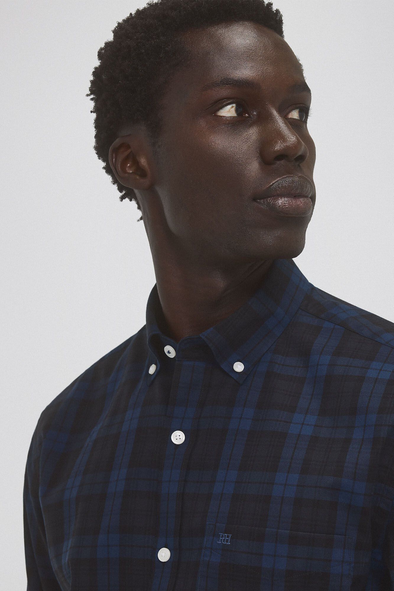 Pedro del Hierro Non-iron twill check shirt Blue