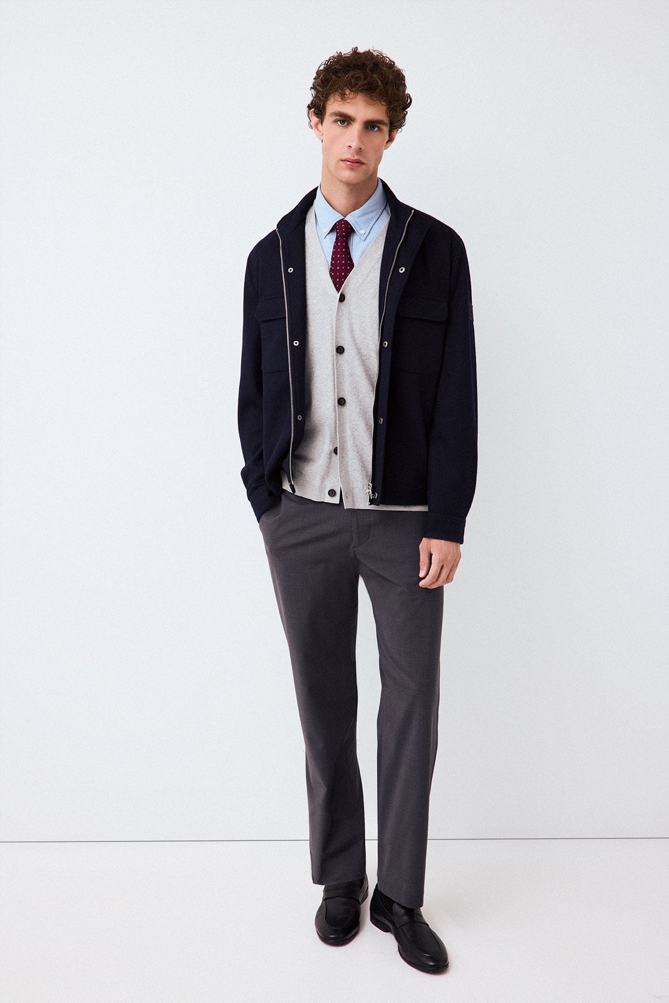 Pedro del Hierro Wool blend knit jacket Blue