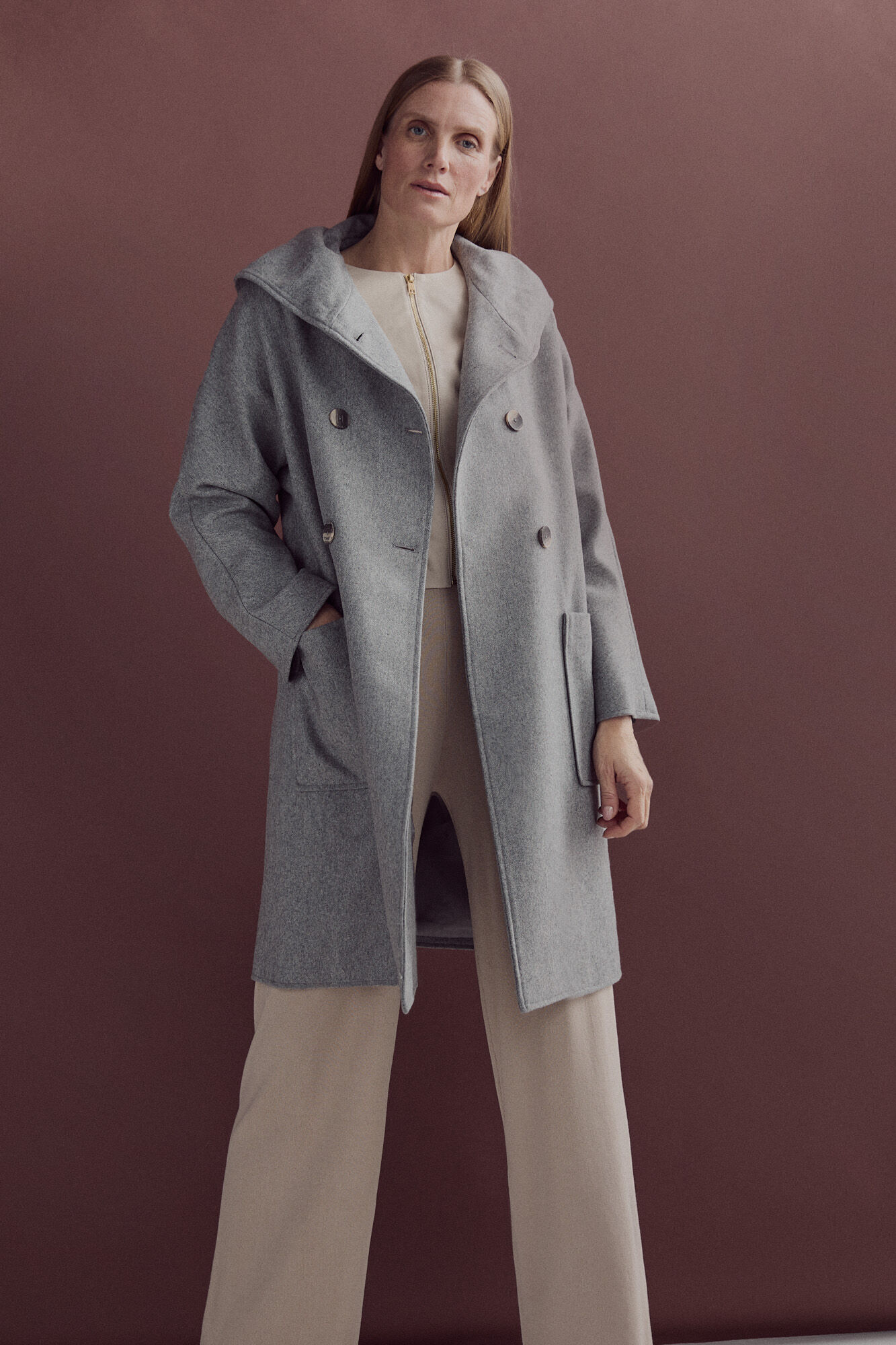 Pedro del Hierro Abrigo capa m&eacute;lange Gris