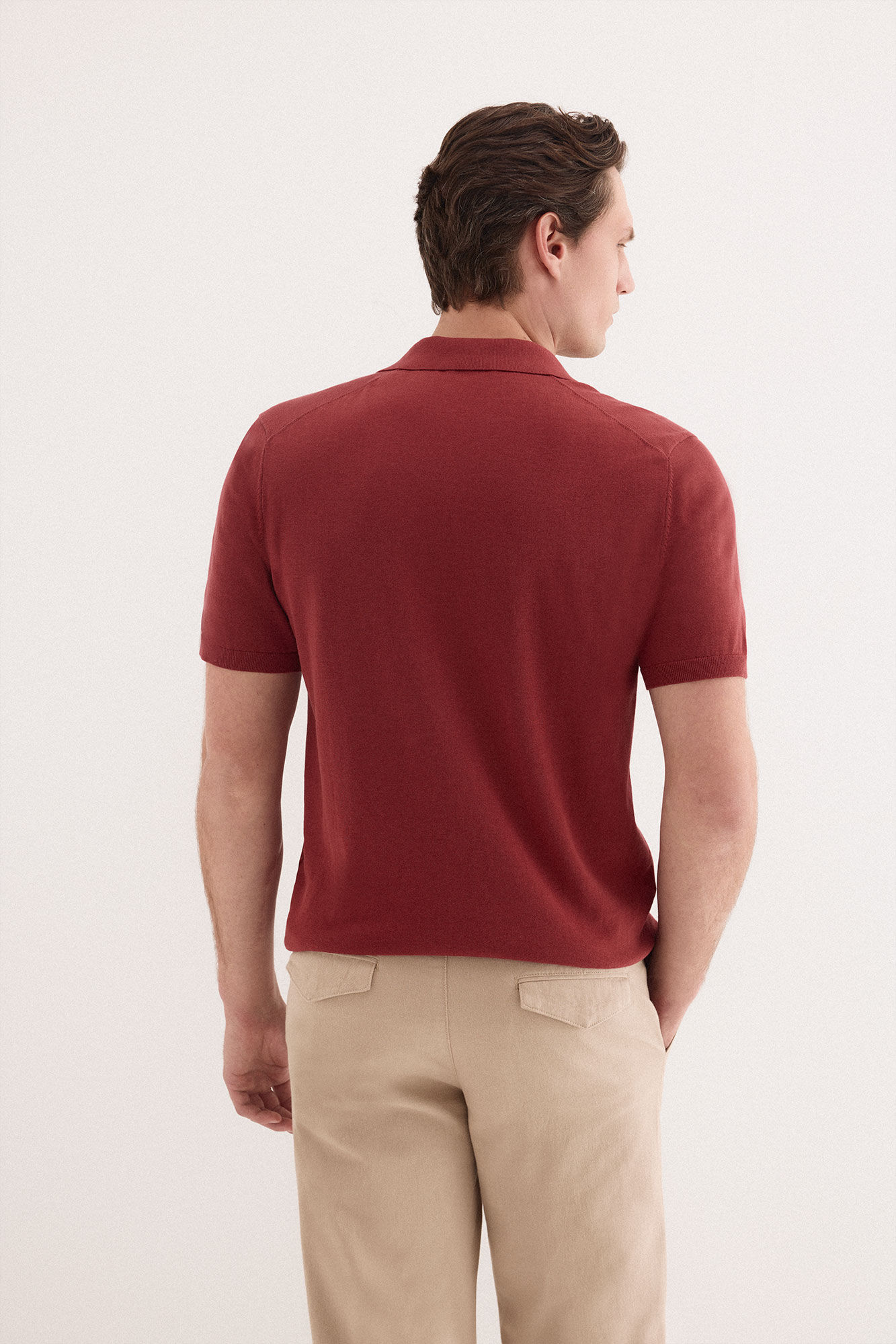 Pedro del Hierro Camisola polo premium manga curta em algod&atilde;o Bordeaux