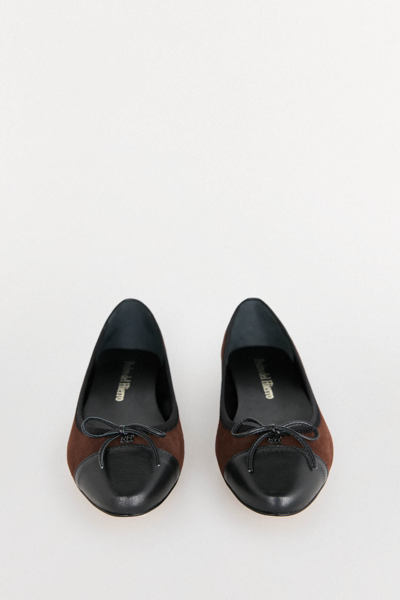 Pedro del Hierro leather ballerina with logo toe Brown