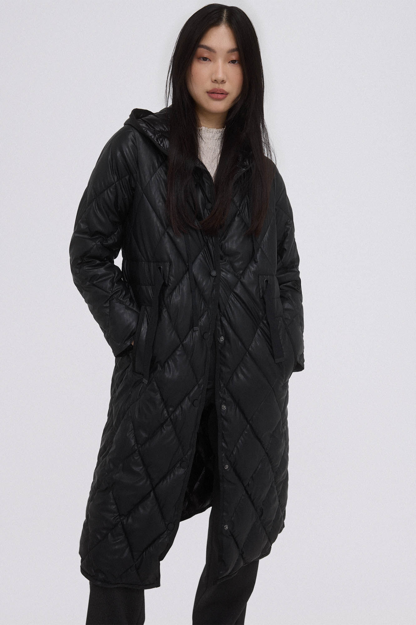 Pedro del Hierro Long parka with hood Black