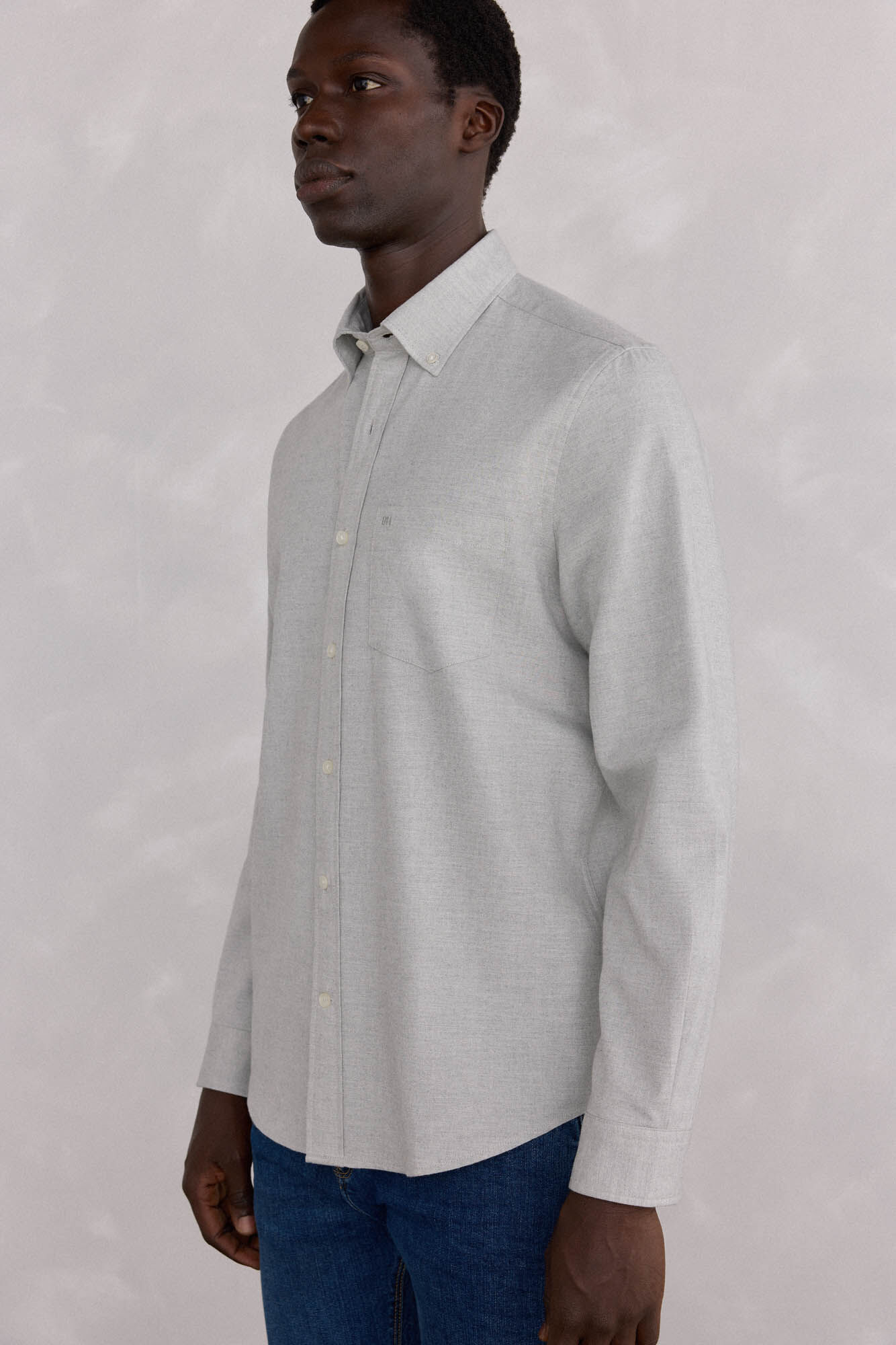 Pedro del Hierro Camisa Oxford Lisa Escovada Cizento